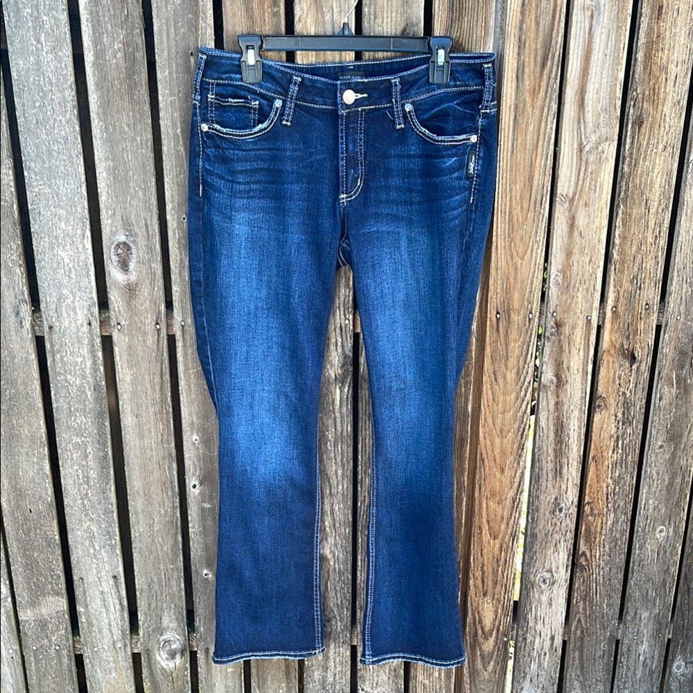 Silver Jeans 32 x 31 Suki Slim Boot Cut Denim Jeans Stretch Denim Distressed